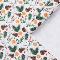 Бумага упаковочная крафтовая "Шишки и хлопок" 50*70 см